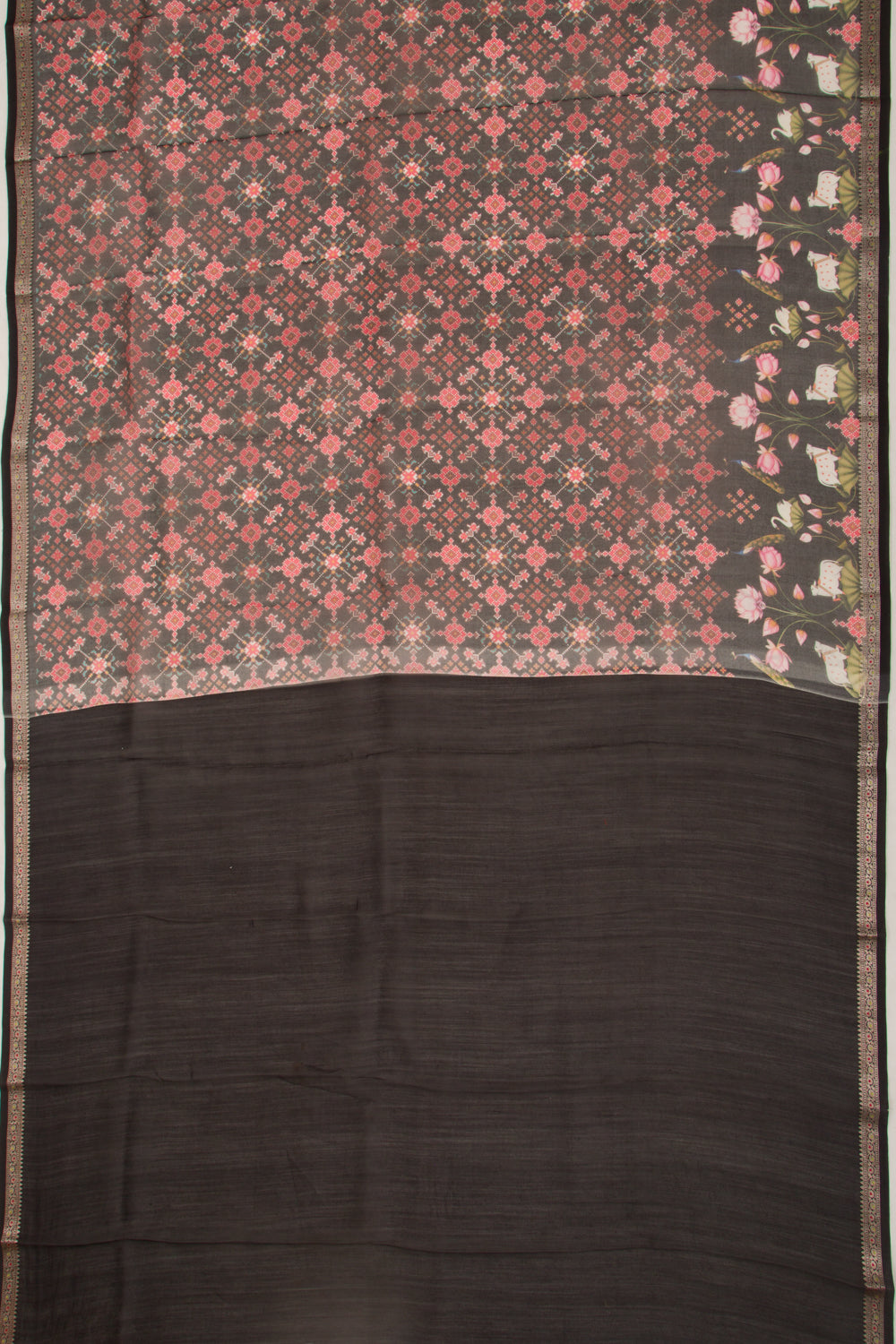 Organza Printed Black Saree
