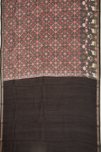 Organza Printed Black Saree