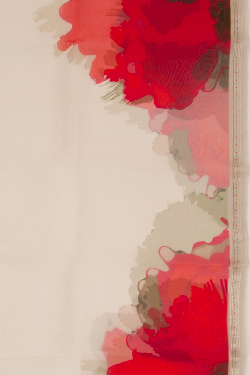 Organza Floral Printed Off White Saree