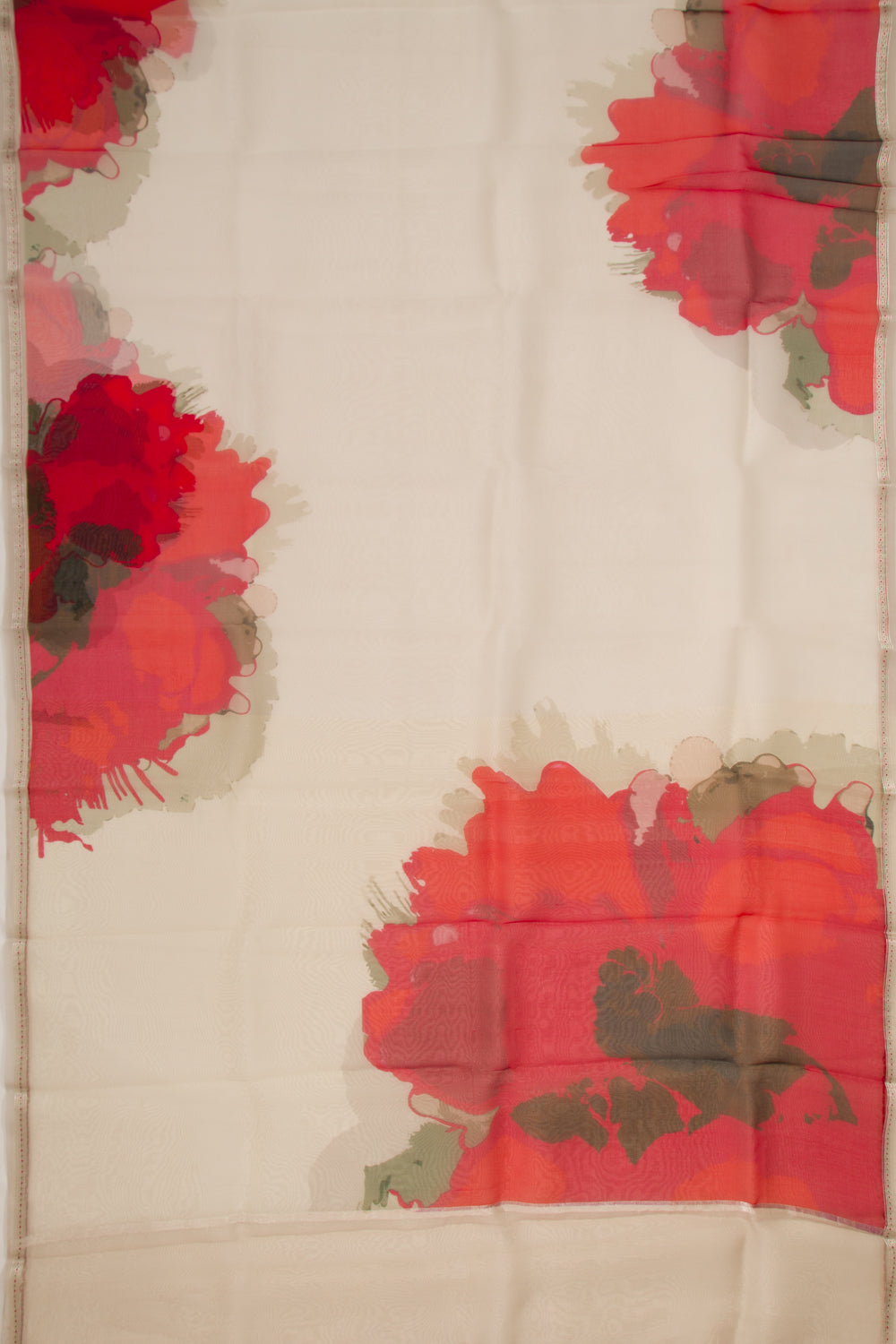 Organza Floral Printed Off White Saree