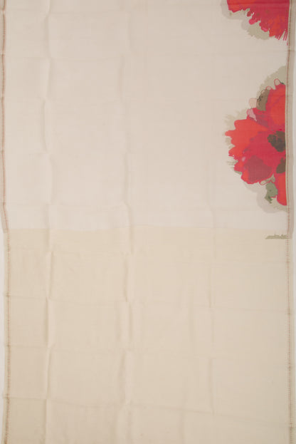 Organza Floral Printed Off White Saree