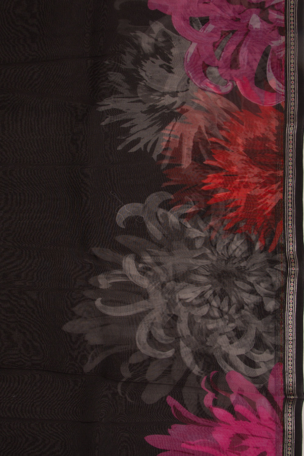 Organza Plain Black Saree