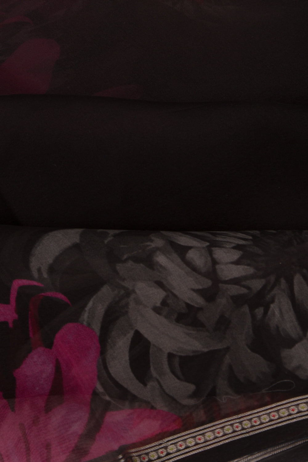 Organza Plain Black Saree