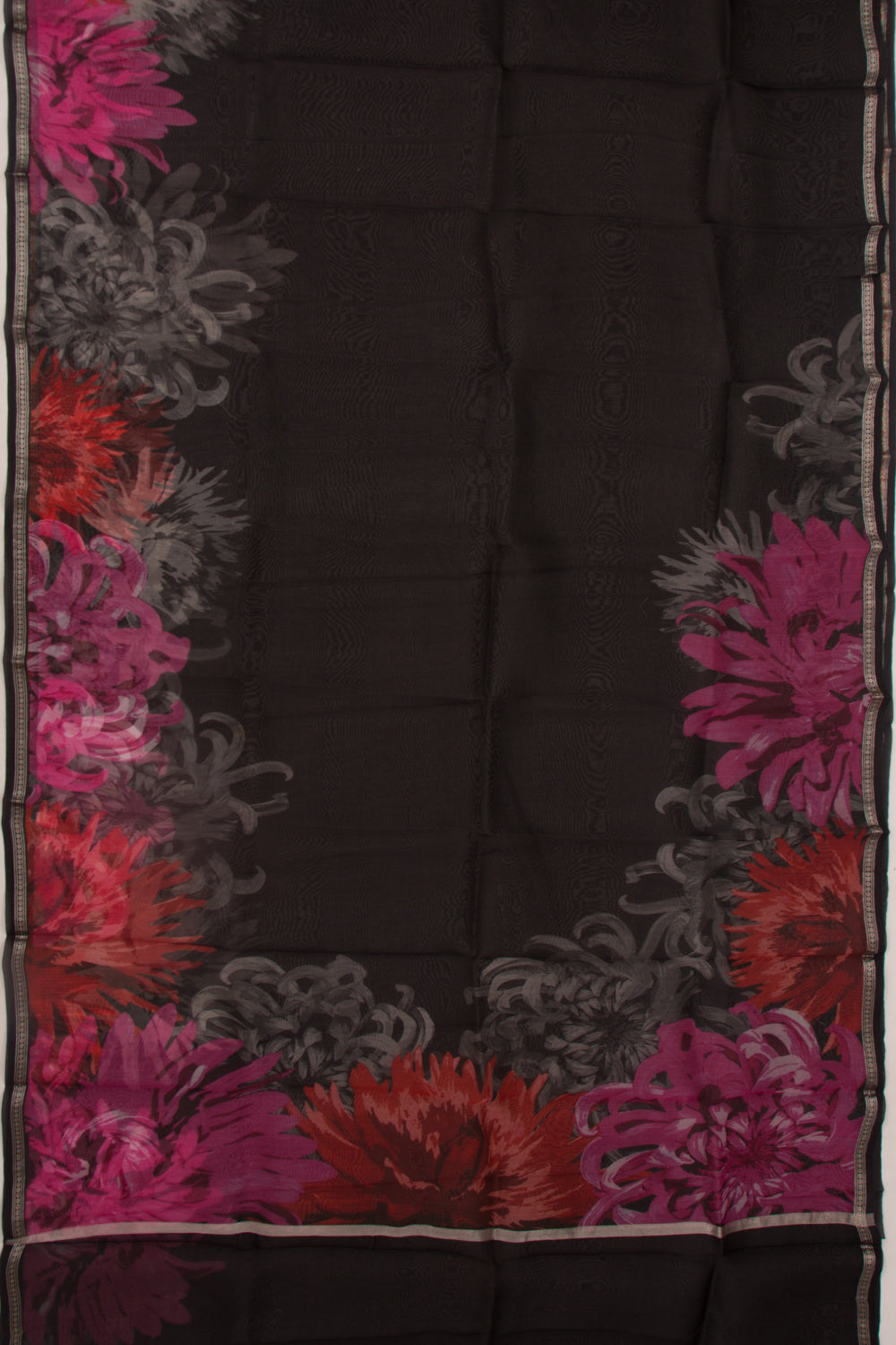 Organza Plain Black Saree