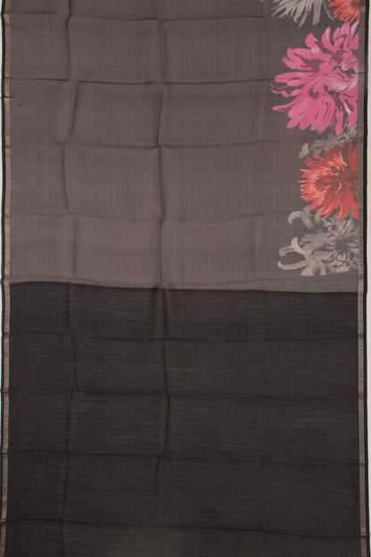 Organza Plain Black Saree