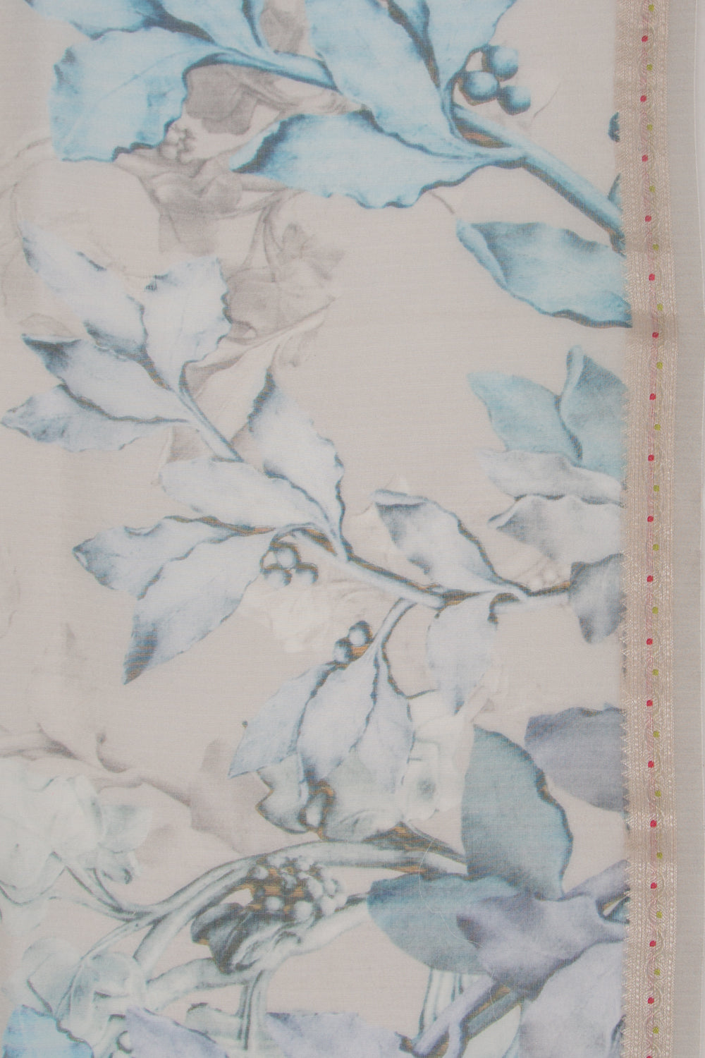 Organza Floral Printed White Saree