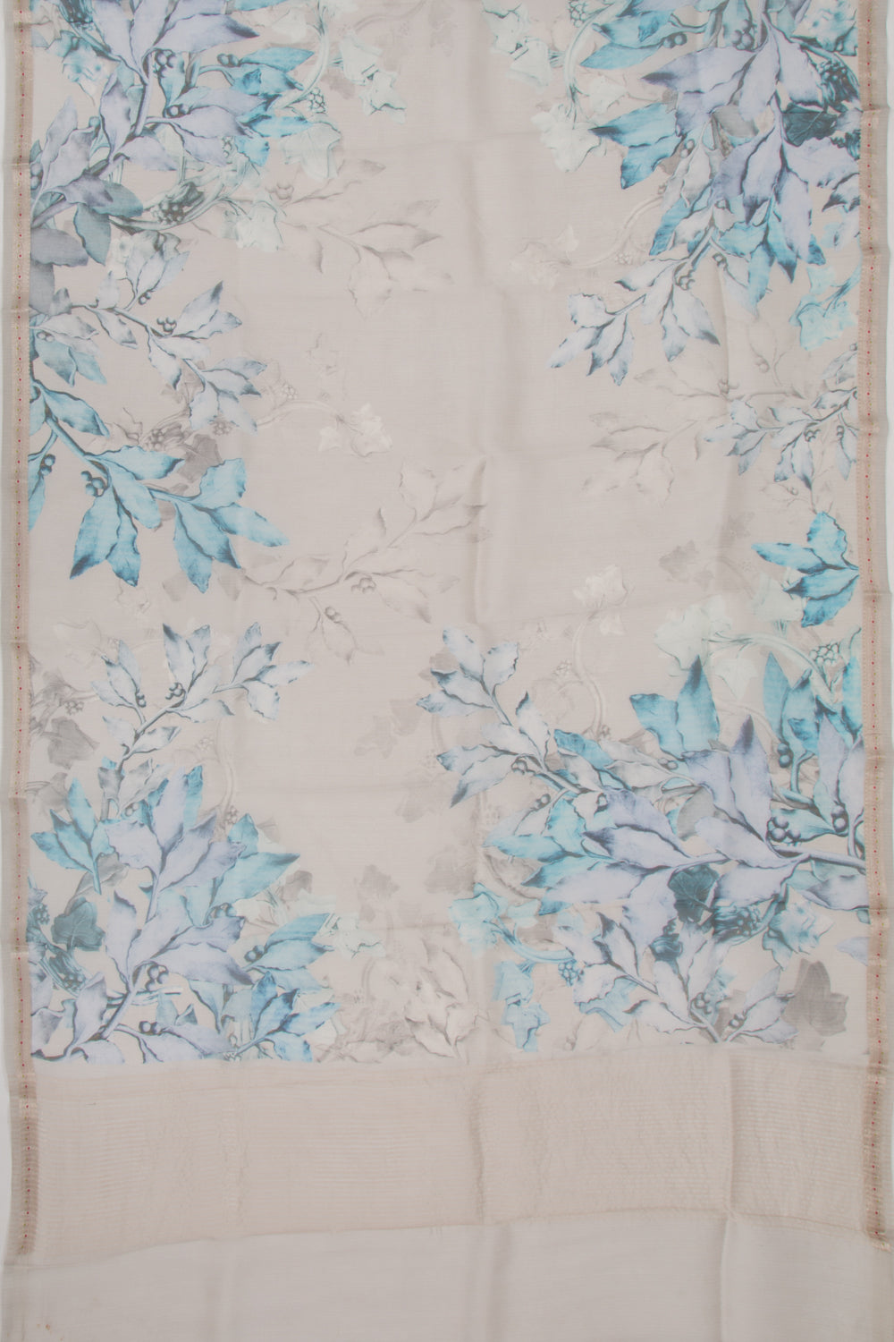 Organza Floral Printed White Saree