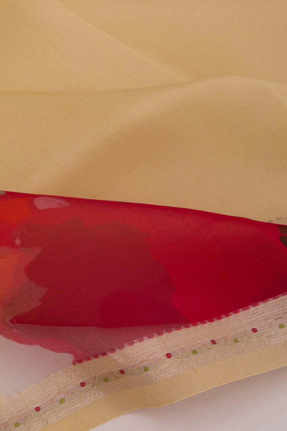 Organza Floral Printed Cream Saree