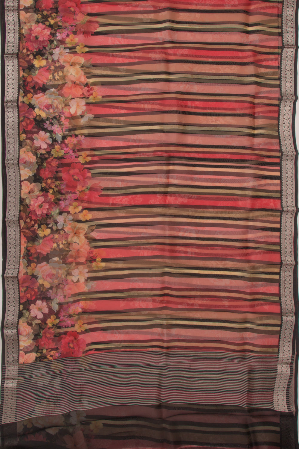 Organza Printed Black Saree