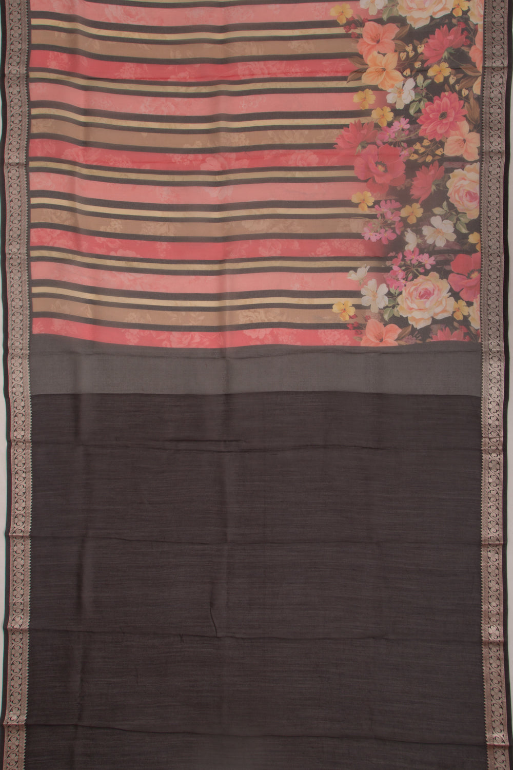 Organza Printed Black Saree