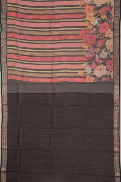 Organza Printed Black Saree