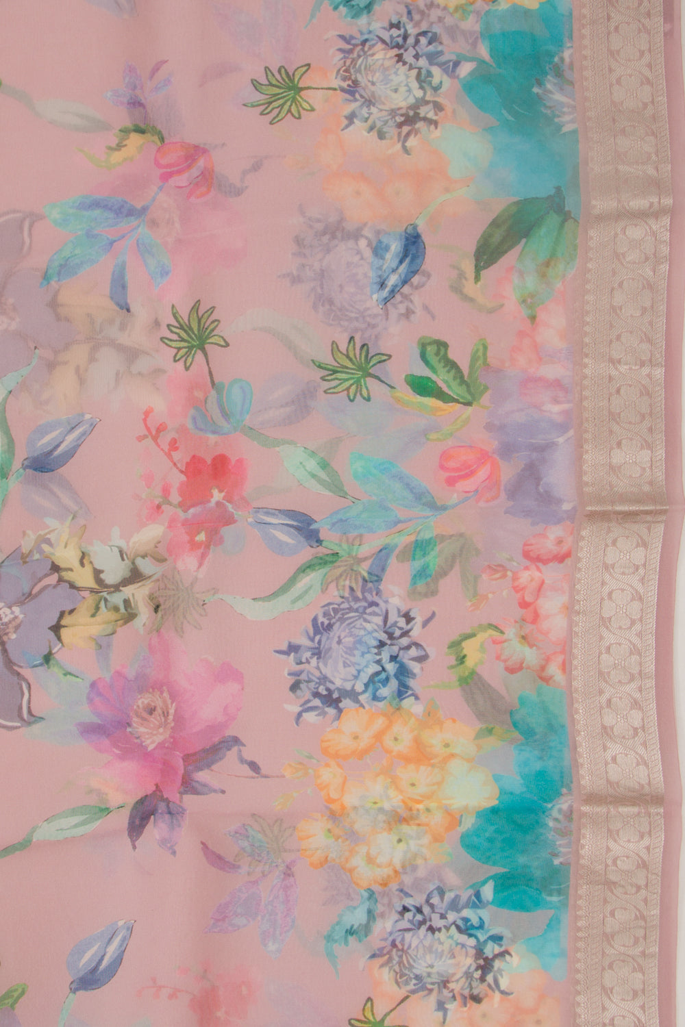 Organza Floral Printed Lilac Saree