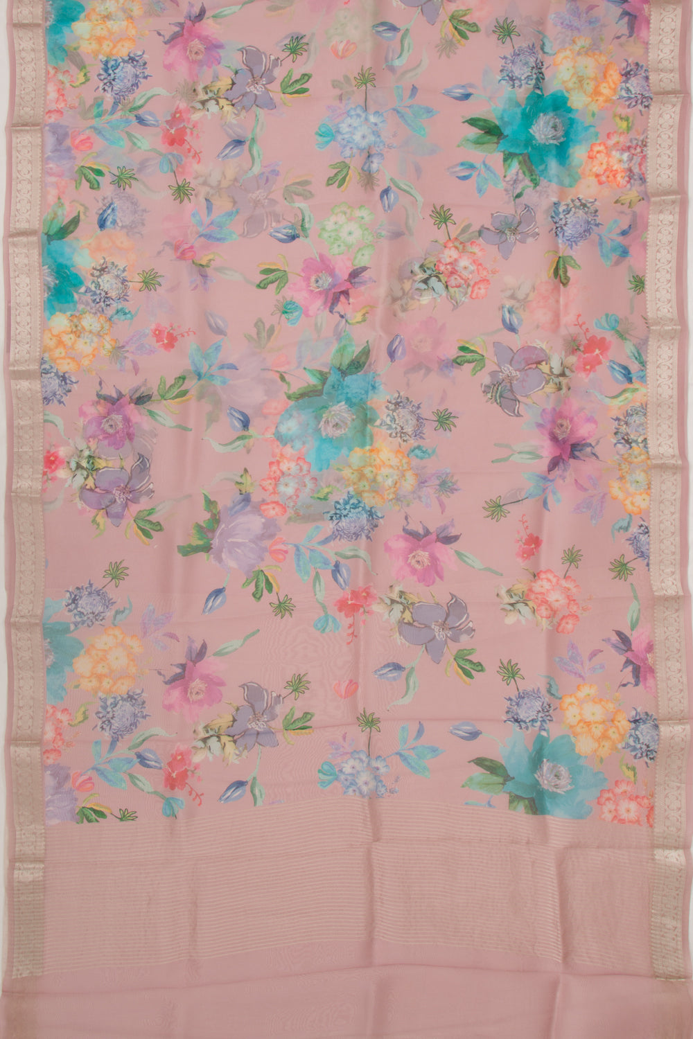 Organza Floral Printed Lilac Saree