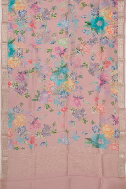 Organza Floral Printed Lilac Saree