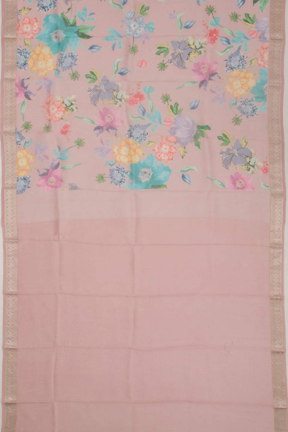 Organza Floral Printed Lilac Saree