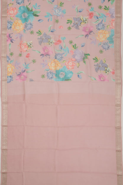 Organza Floral Printed Lilac Saree