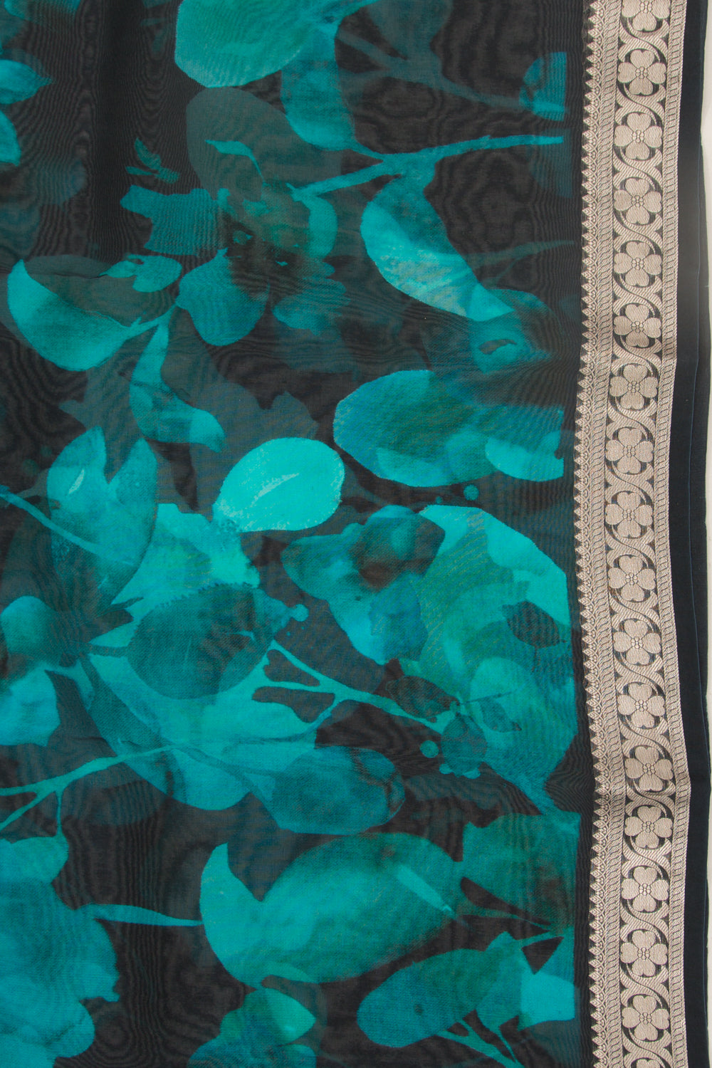 Organza Floral Printed Midnight Blue Saree