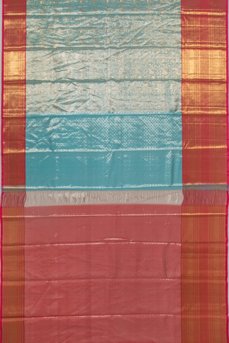 Kanchipuram Silk Tissue Brocade Sky Blue Saree