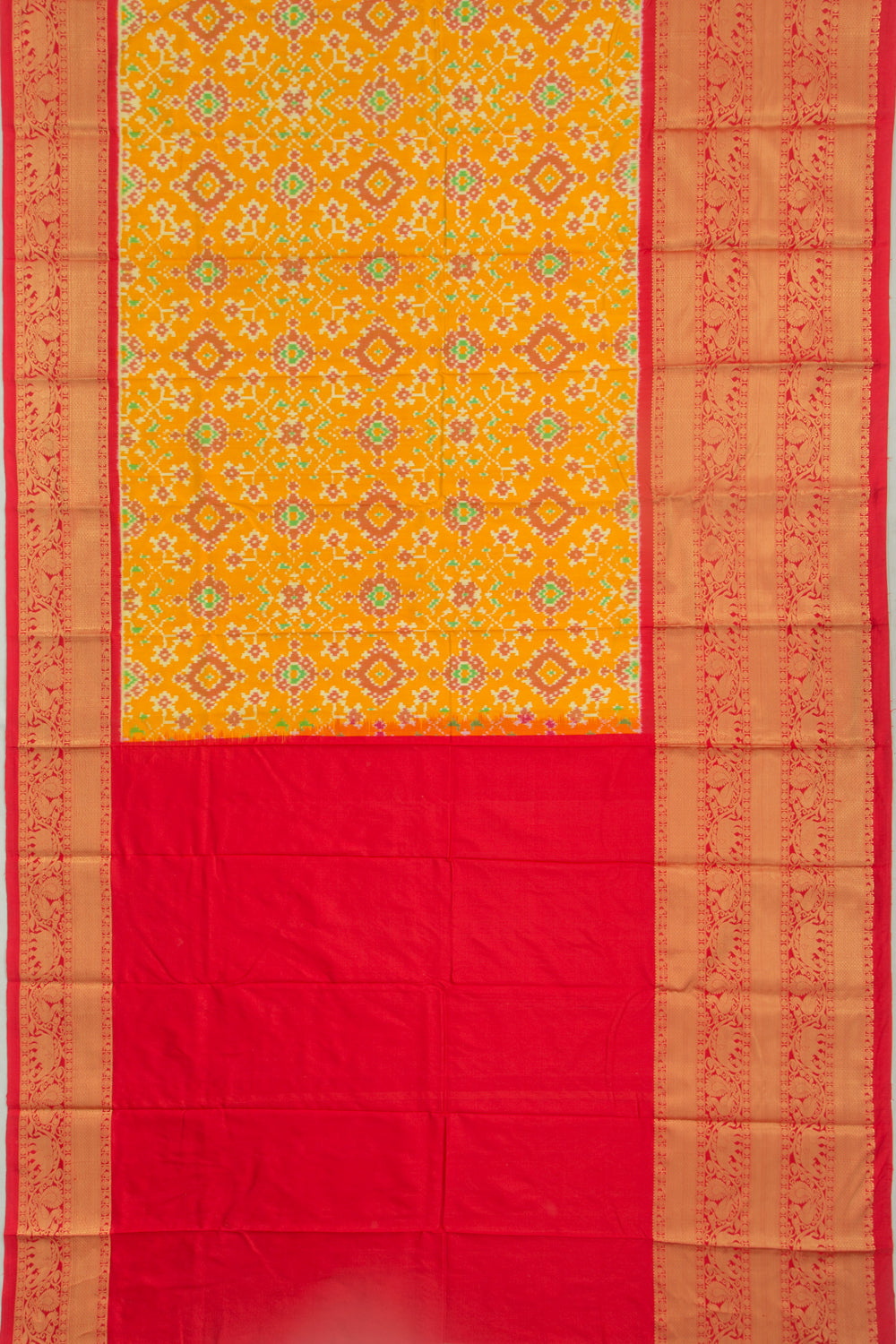 Kanchipuram Silk Ikat Mustard Yellow Saree