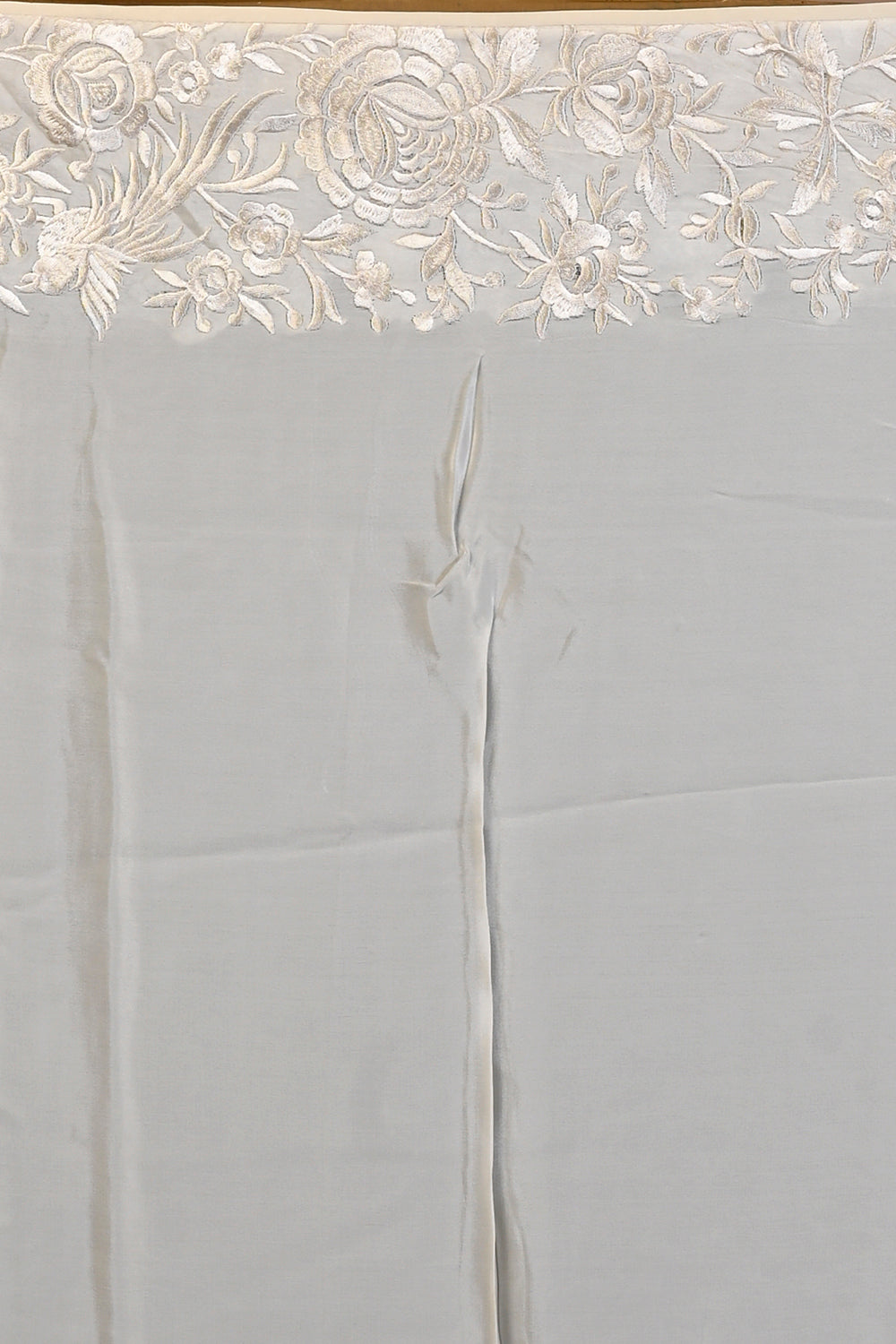 Satin Floral Printed Cream Saree