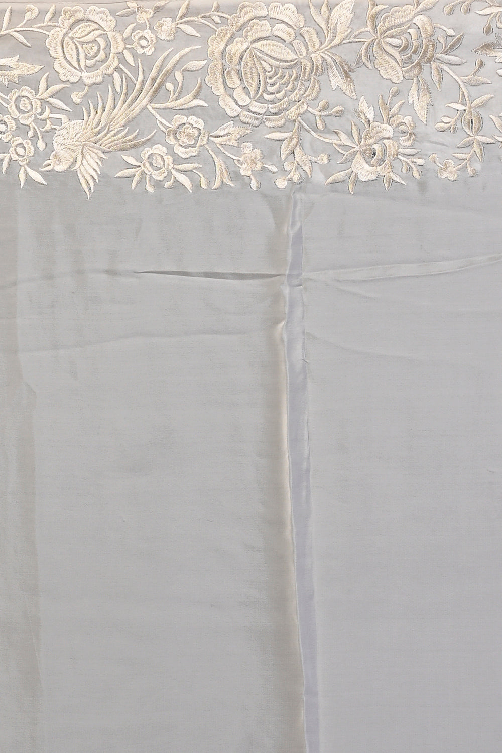 Satin Floral Printed White Saree