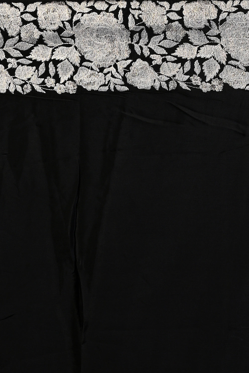 Satin Floral Printed Black Saree