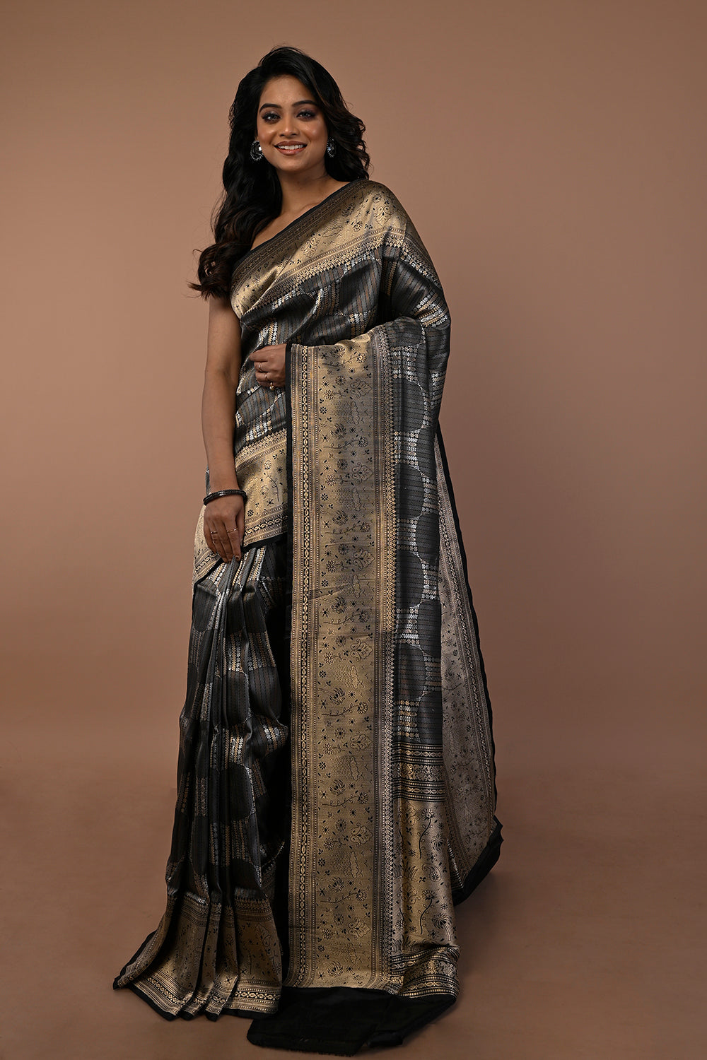 Banarasi Silk Brocade Black Saree