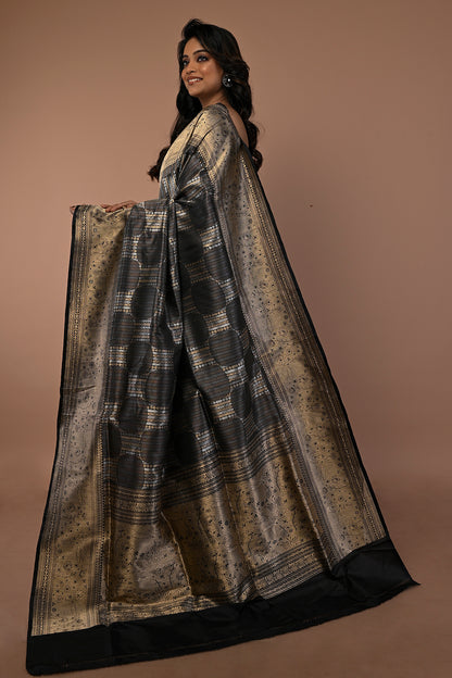 Banarasi Silk Brocade Black Saree