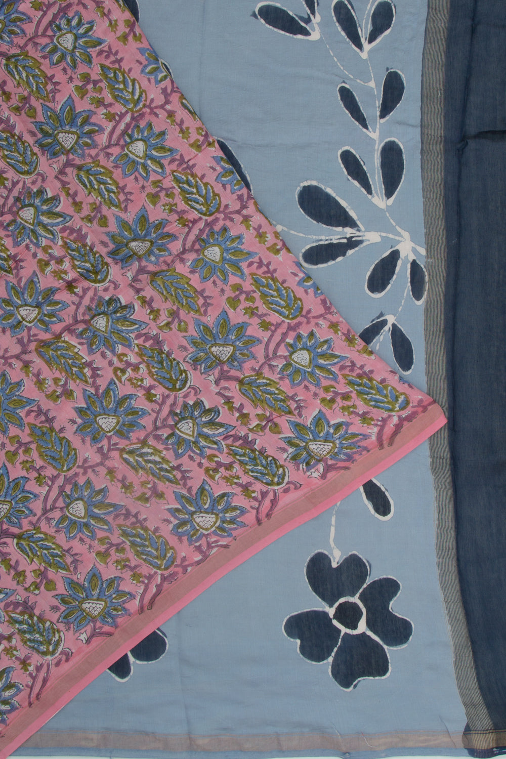 Chanderi Silk Floral Printed Pink Saree