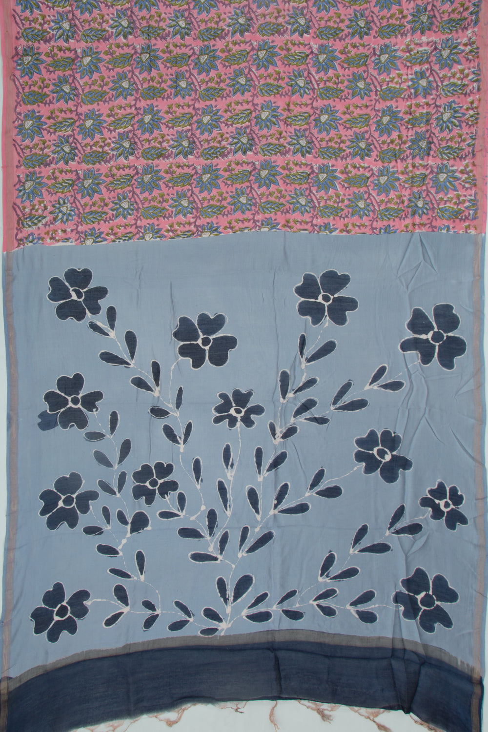 Chanderi Silk Floral Printed Pink Saree