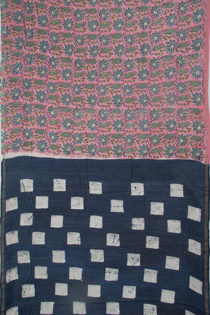 Chanderi Silk Floral Printed Pink Saree