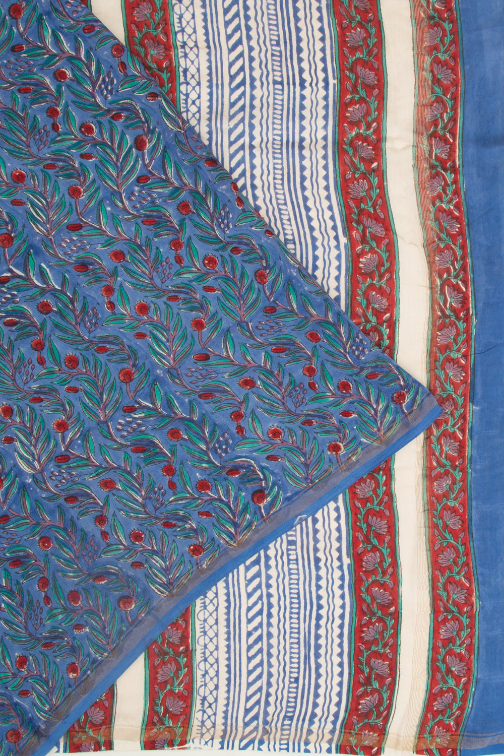 Chanderi Silk Floral Printed Dark Blue Saree