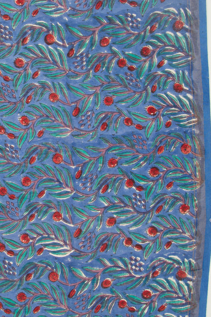 Chanderi Silk Floral Printed Dark Blue Saree