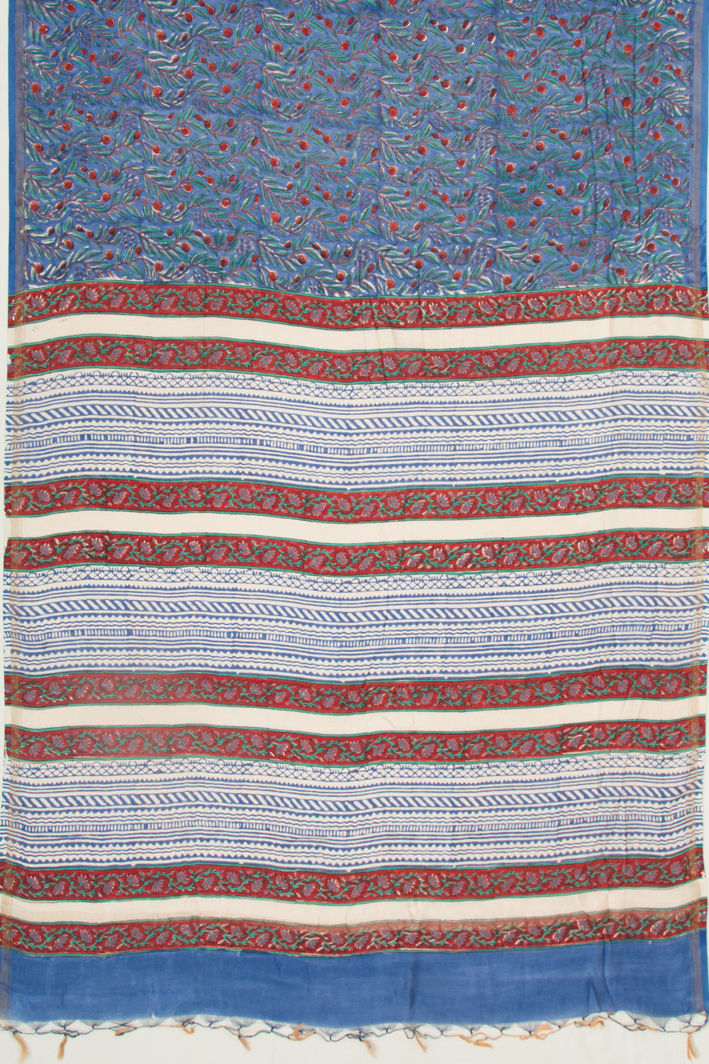 Chanderi Silk Floral Printed Dark Blue Saree