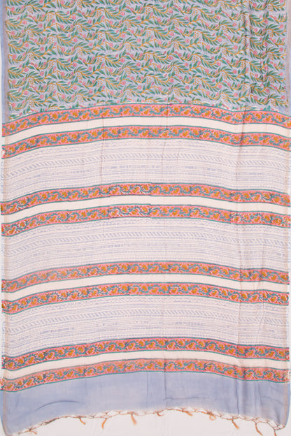 Chanderi Silk Floral Printed Pastel Grey Saree