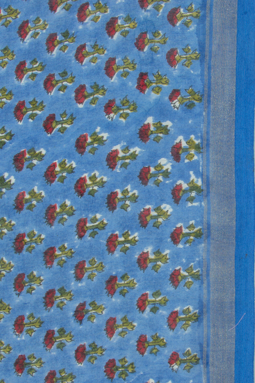 Chanderi Silk Floral Printed Pastel Blue Saree