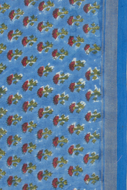 Chanderi Silk Floral Printed Pastel Blue Saree