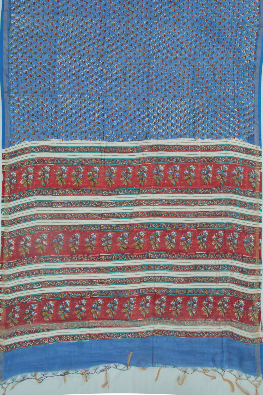 Chanderi Silk Floral Printed Pastel Blue Saree