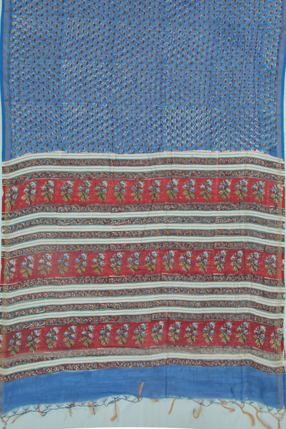 Chanderi Silk Floral Printed Pastel Blue Saree
