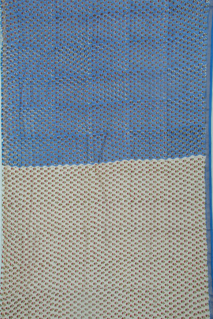 Chanderi Silk Floral Printed Pastel Blue Saree