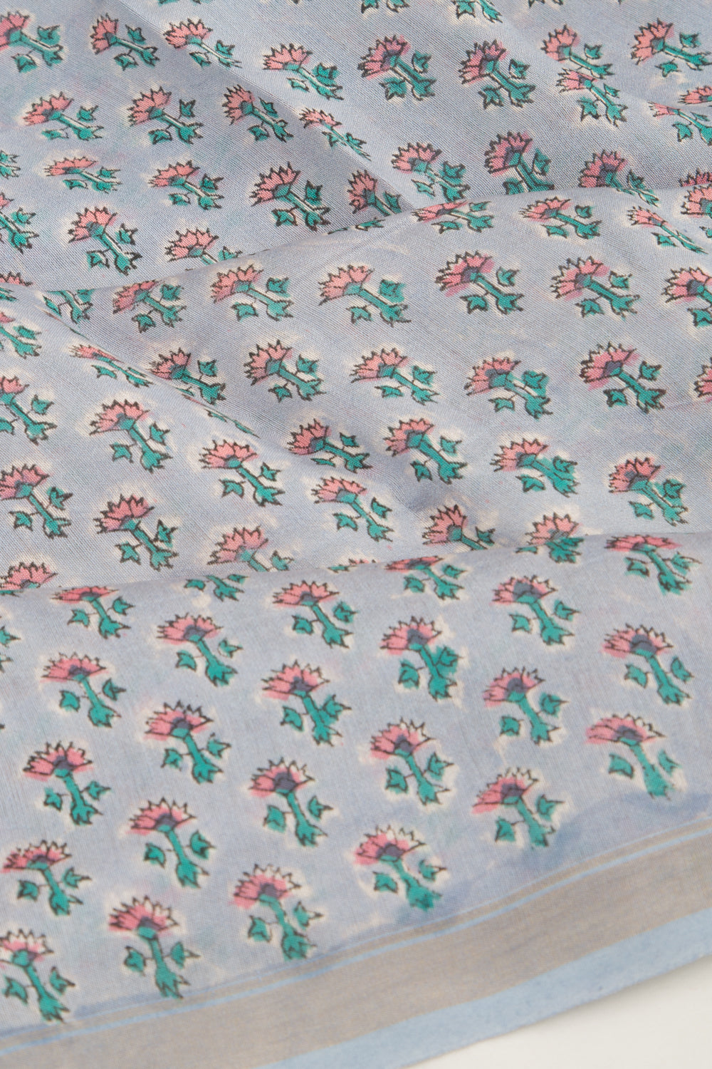 Chanderi Silk Floral Printed Pastel Grey Saree
