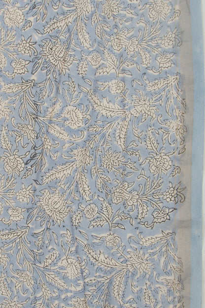 Chanderi Cotton Floral Printed Pastel Blue Saree