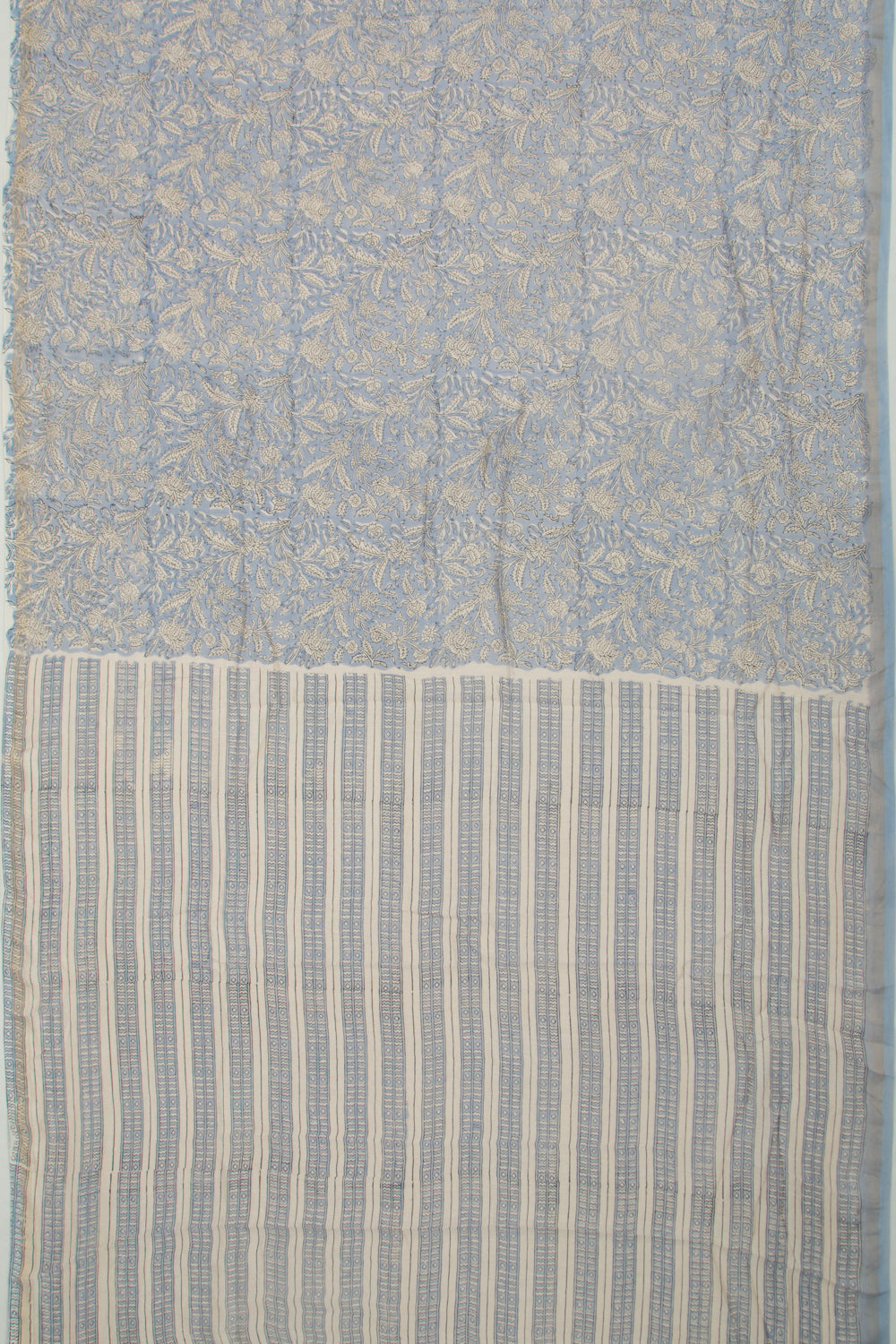 Chanderi Cotton Floral Printed Pastel Blue Saree