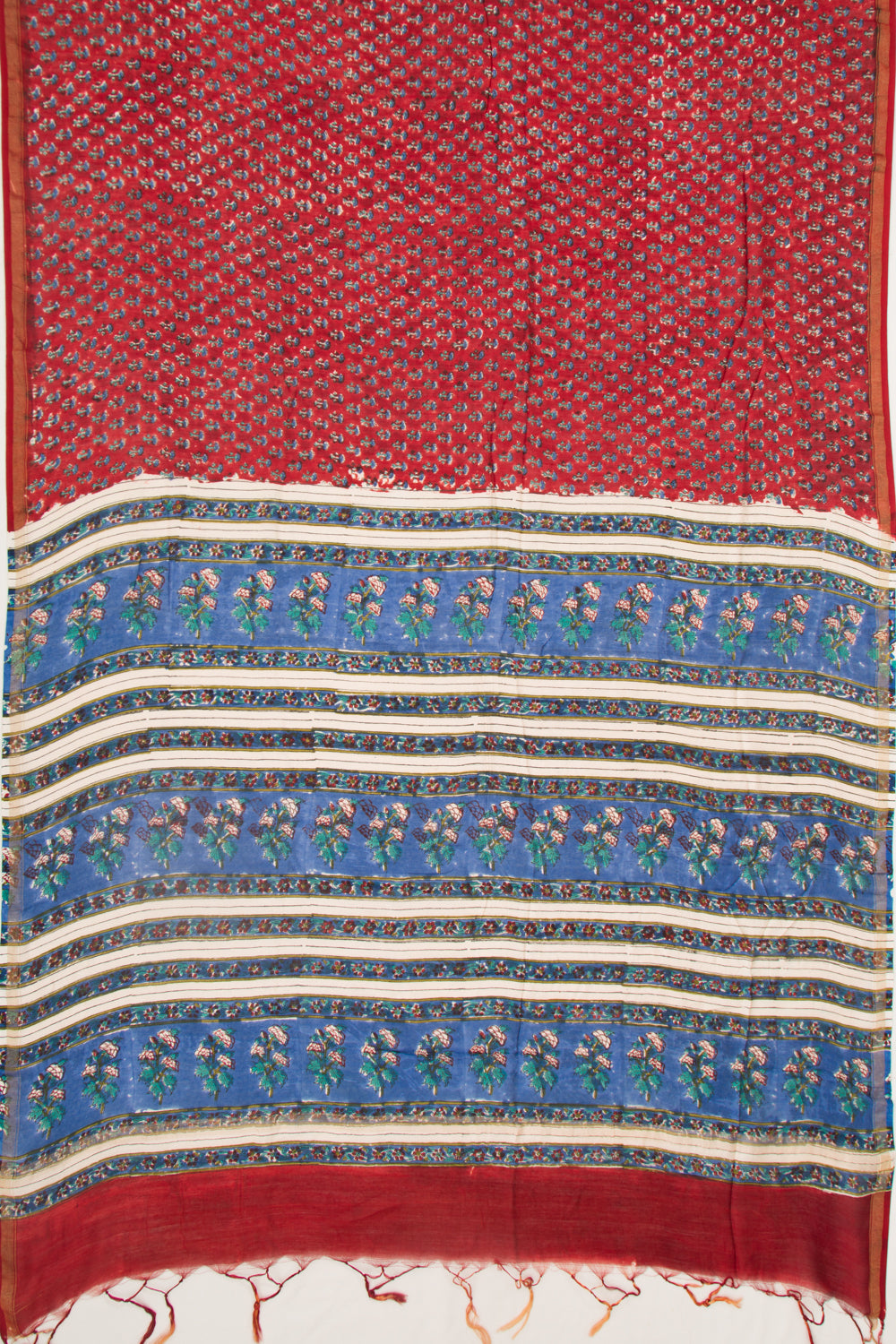 Chanderi Silk Floral Printed Red Saree