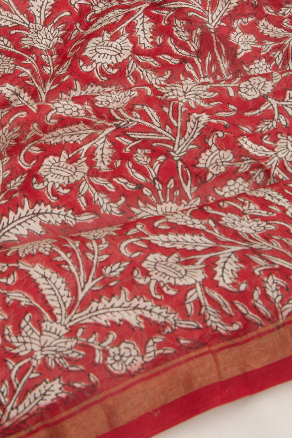 Chanderi Cotton Floral Printed Red Saree