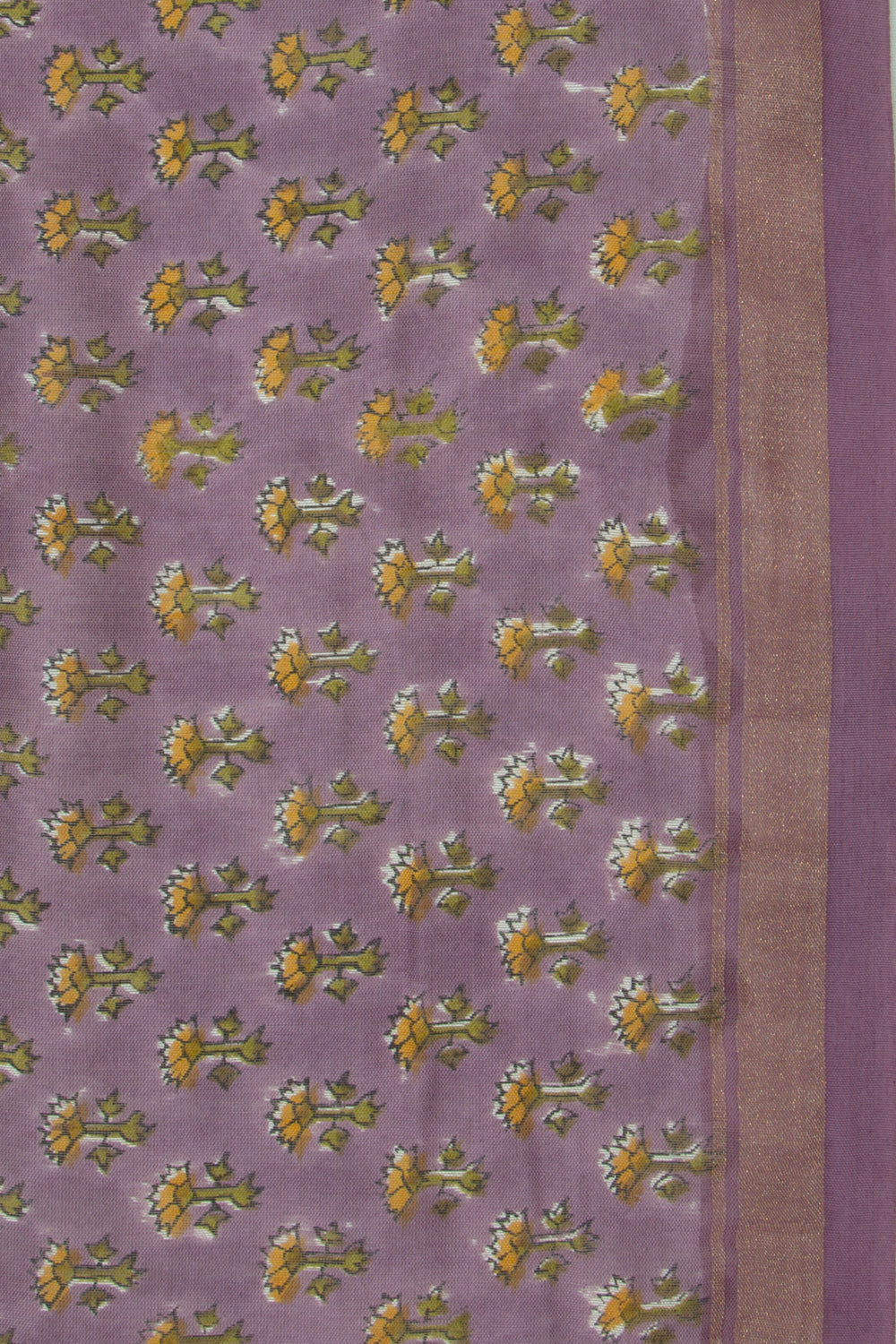 Chanderi Silk Floral Printed Lilac Saree