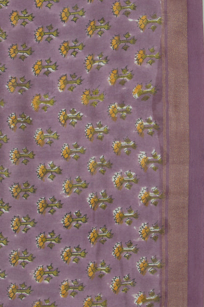 Chanderi Silk Floral Printed Lilac Saree