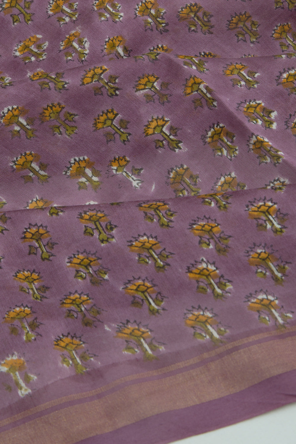 Chanderi Silk Floral Printed Lilac Saree