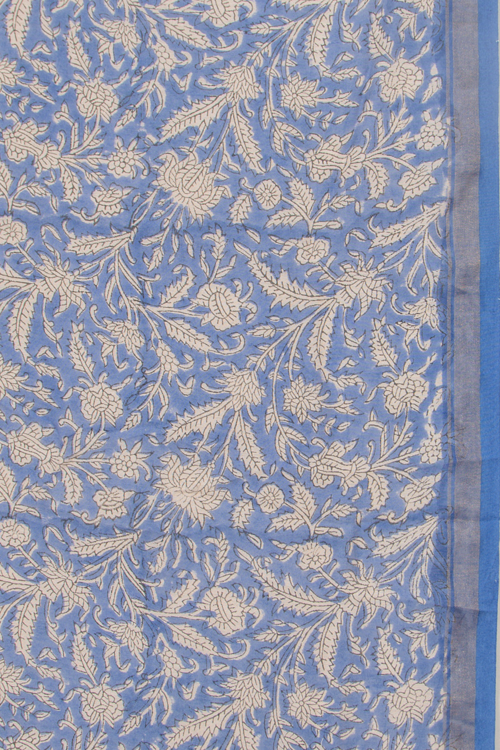 Chanderi Cotton Floral Printed Blue Saree