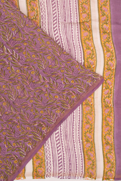 Chanderi Silk Floral Printed Lilac Saree